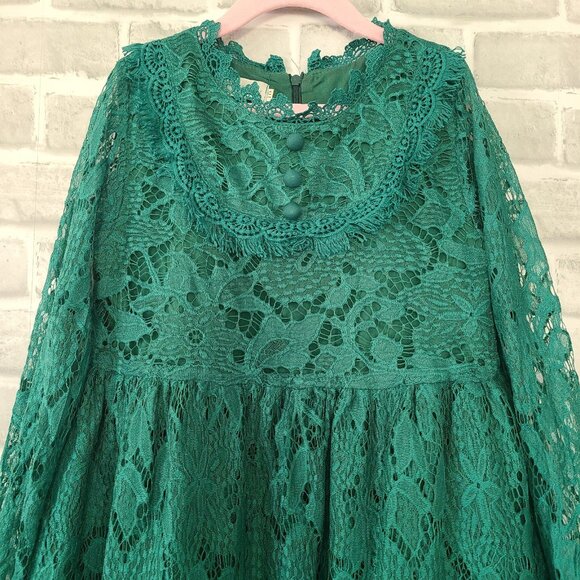 Trish Scully Emerald Green Lace Long Dress Sz 10 Spring Easter Elegant Party - Picture 7 of 9